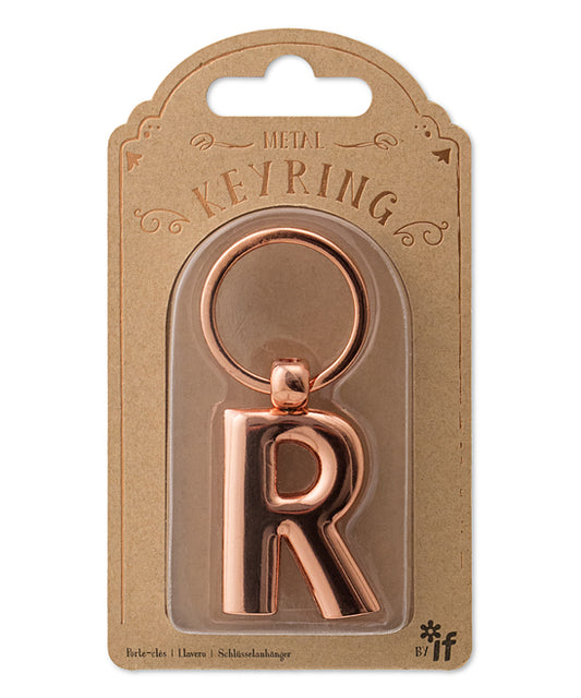 Rose Gold Metal Letter Keyring - R - Image 1