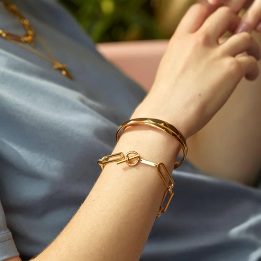 Estella Bartlett - Cuff Bangle | Faceted Texture Crossover Open Cuff Bangle | Gold Plated