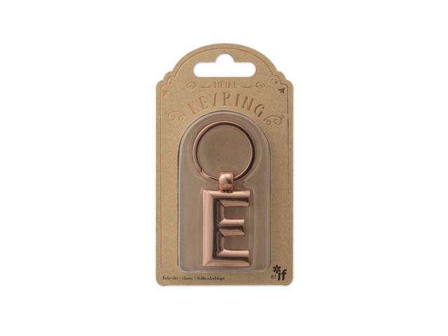 Rose Gold Metal Letter Keyring - E - Image 1