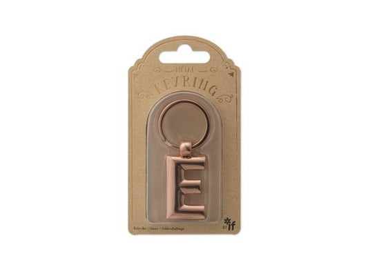 Rose Gold Metal Letter Keyring - E - Image 1