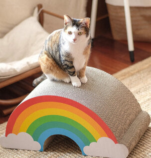 Suck UK | Cat Scratcher Rainbow | Cardboard Cat Scratch Pad | Cat Supplies | Rainbow - Image 1
