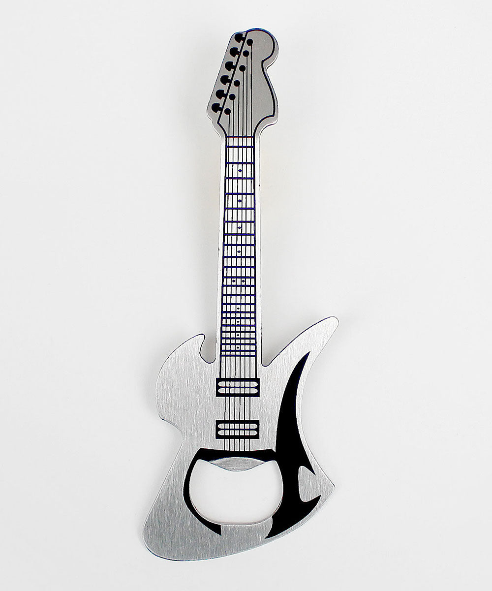 Guitar Classic Bottle Opener Grey Stainless Steel Metal - Image 1
