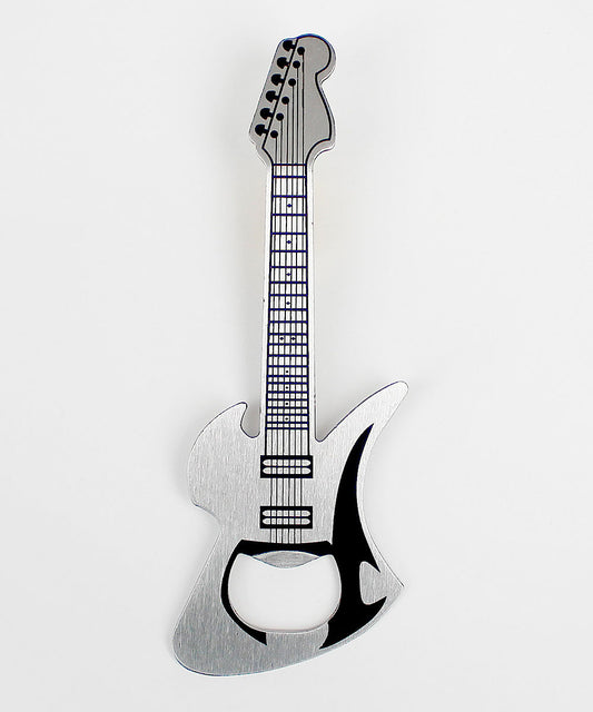 Guitar Classic Bottle Opener Grey Stainless Steel Metal - Image 1