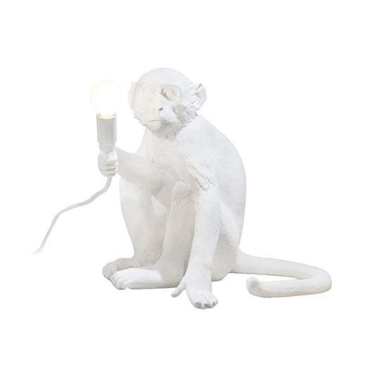 Seletti Sitting Monkey Table Lamp, White - Image 1