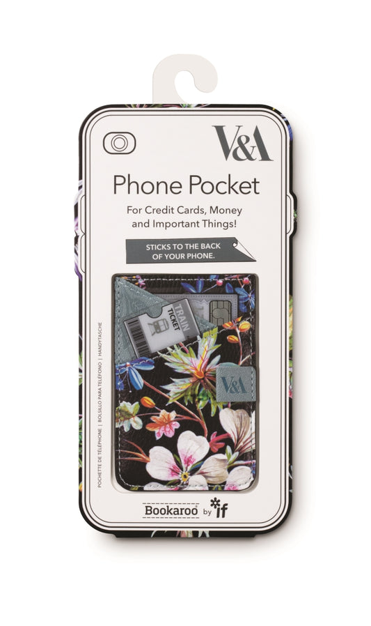 V & A Bookaroo Phone Pocket Kilburn Black Floral - Image 1