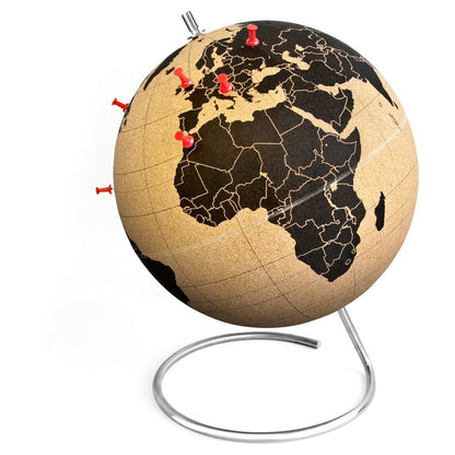 Suck UK | Large Black Cork Globe Map | with Push Pins | 10” Ø 25cm - Image 1