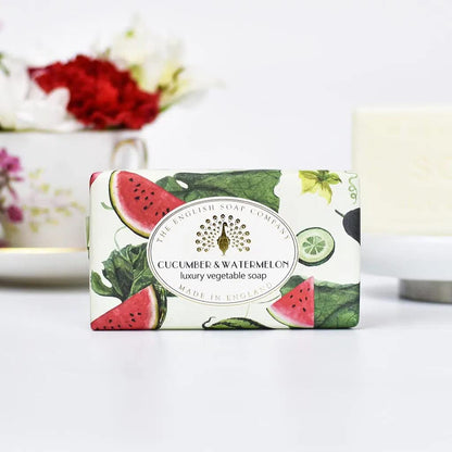 The English Soap Company Cucumber & Watermelon Wrapped Vegan Soap Bar - Image 2