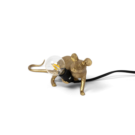 Seletti Lying Mouse Lamp - Gold - Image 1