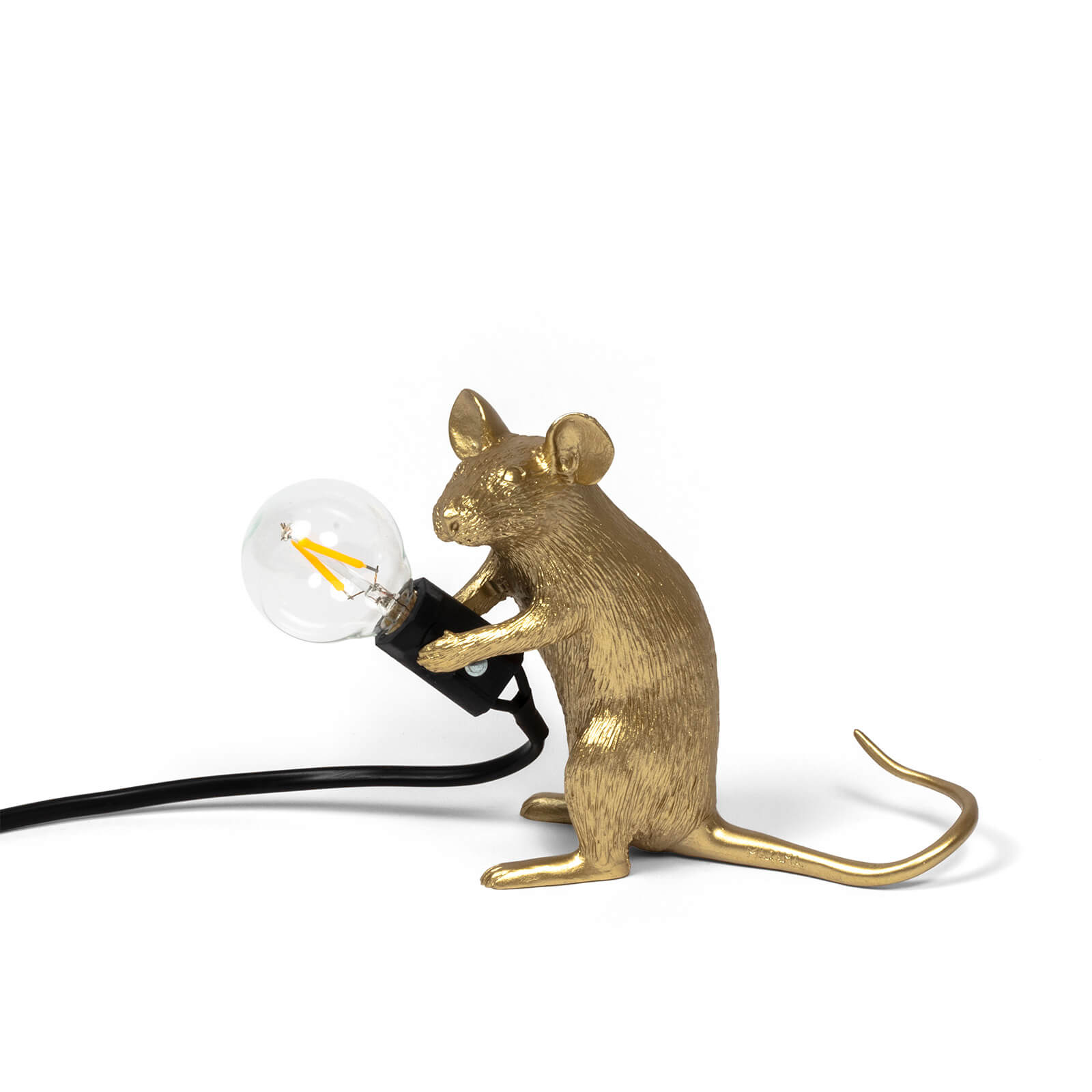 Seletti Sitting Mouse Lamp - Gold - Image 1