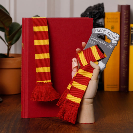 Book Scarf Bookmark - Burgundy & Yellow - Image 1