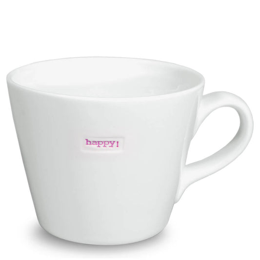 Keith Brymer Jones Word Range 'happy!' Bucket Mug, 0.35L - White - Image 1