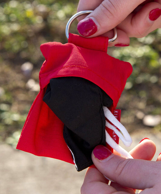 Fabric Face Masks RED - Red on-the-Go Face Mask Key Ring - Image 1