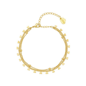 Estella Bartlett | Treasure Me - Heart and Bead Double Chain Bracelet | Gold Plated