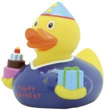 Lilalu Happy Birthday Boy Rubber Duck Bathtime Toy - Image 1