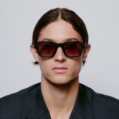 Sunglasses Square Halo in Green Marble