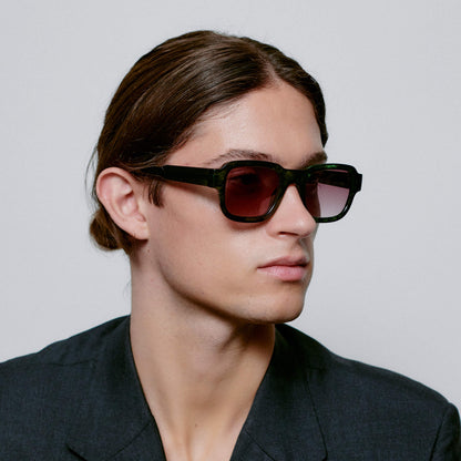 Sunglasses Square Halo in Green Marble