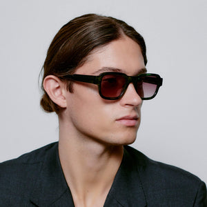 Sunglasses Square Halo in Green Marble