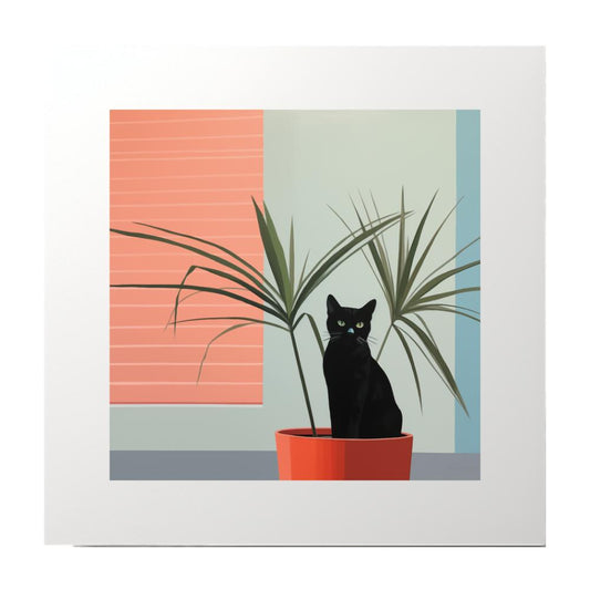 Modern Art Painting Black Cat Art Print