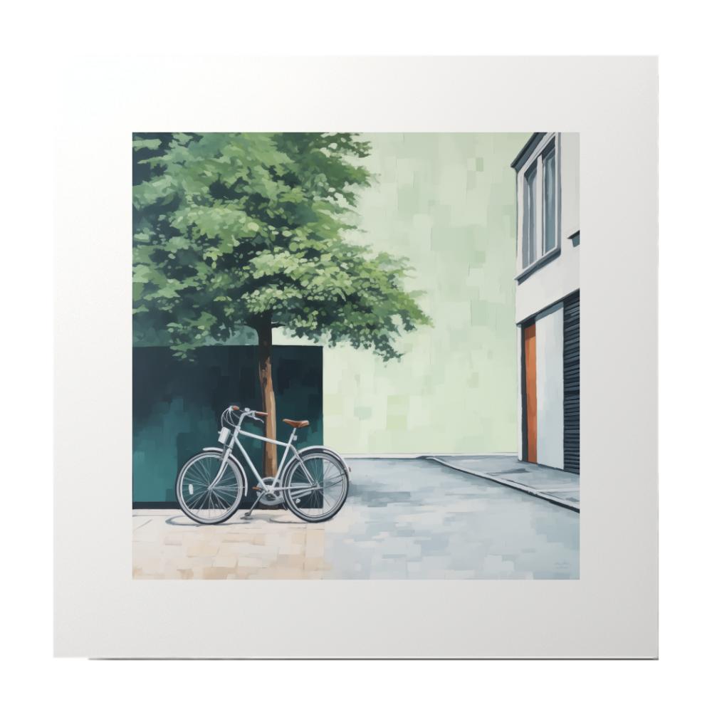Modern Art Painting Bicycle Green Art Print