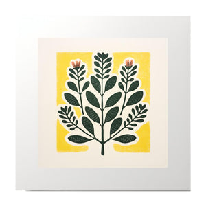 Block Print Yellow Plant Art Print