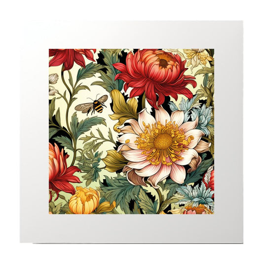 Floral Pattern Bee Floral  Art Print
