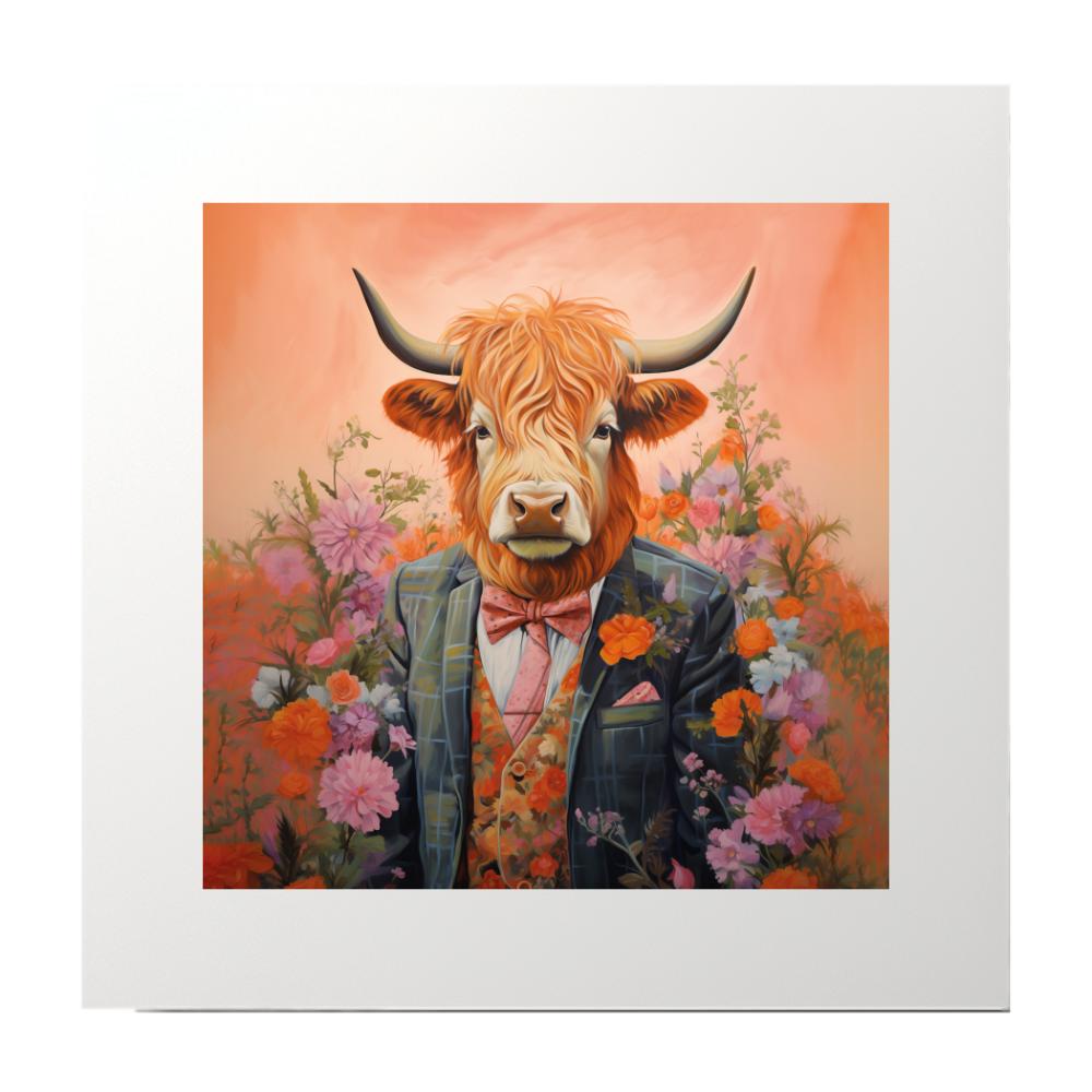 Animals Art Bull Suit Art Print
