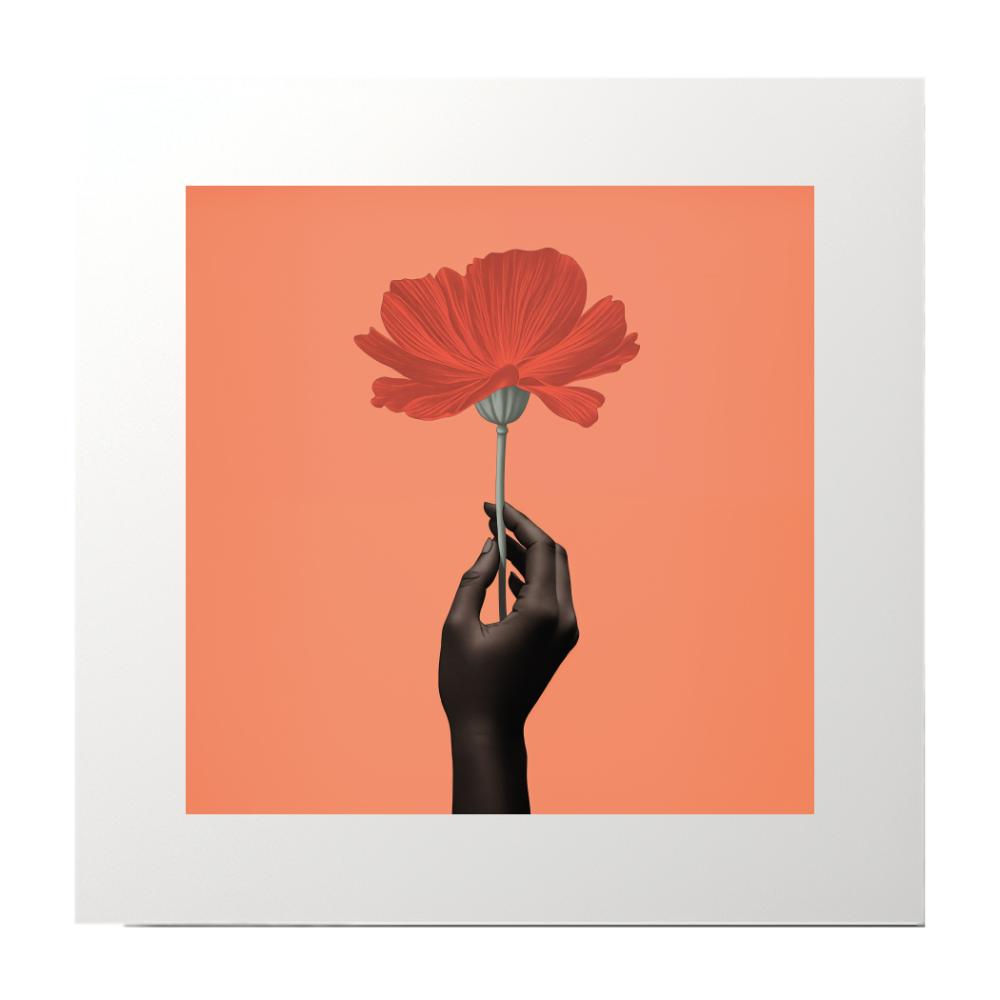 Hands Red w Flower Art Print