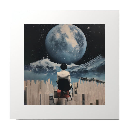 Abstract Collage Blue Planet Art Print