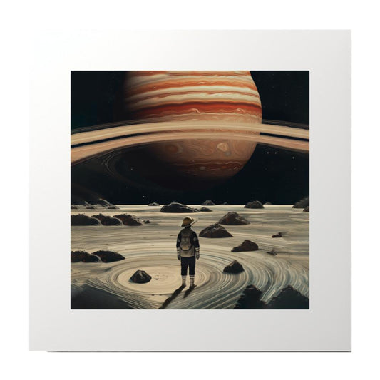 Abstract Collage Orange Black Planet Art Print