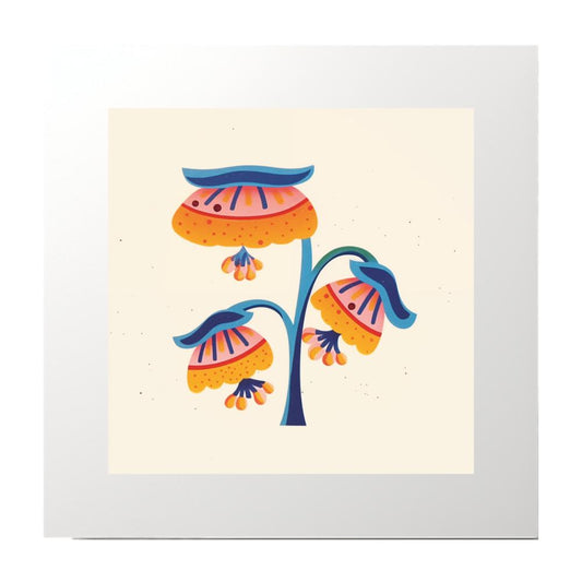 Block Print Orange Plant Art Print