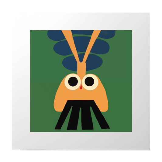 Block Print Green Orange Character Art Print