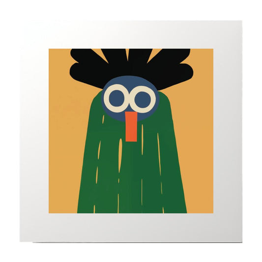 Block Print Yellow Green Character Art Print