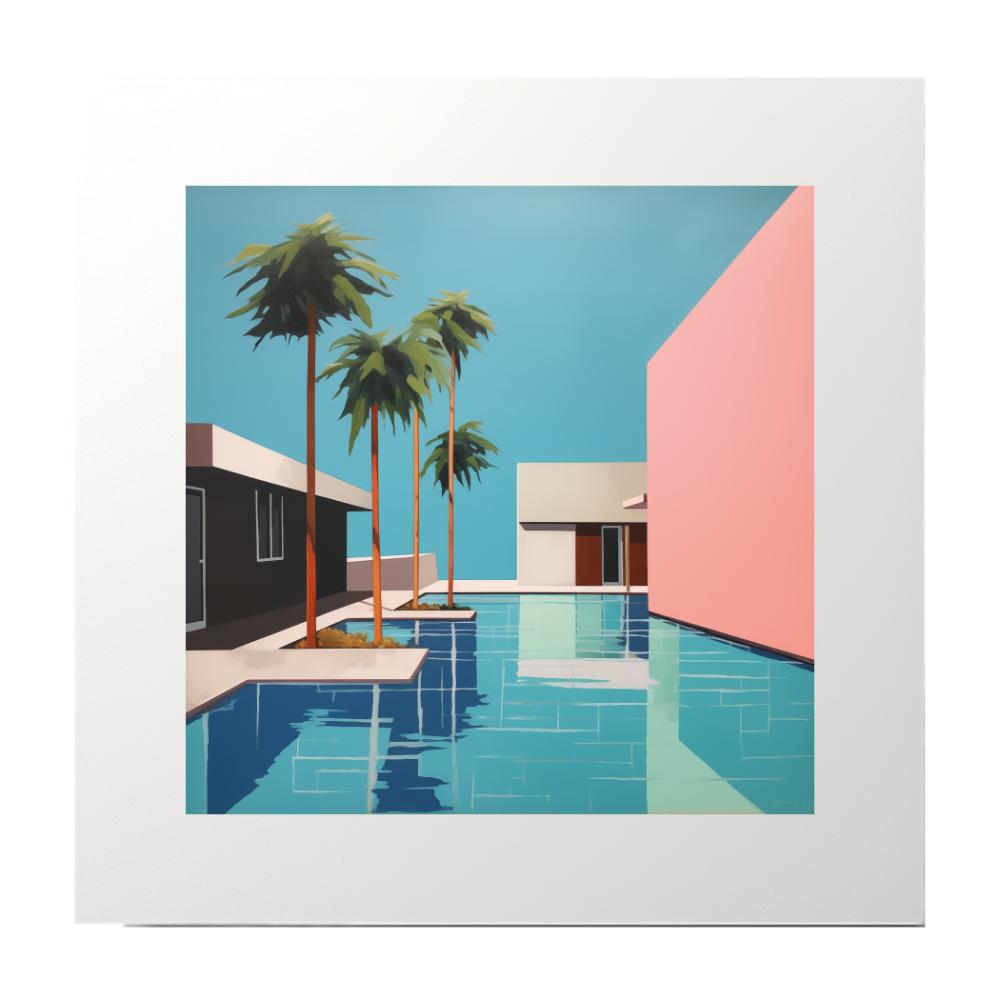 Modern Art Painting Pink and Pool Art Print