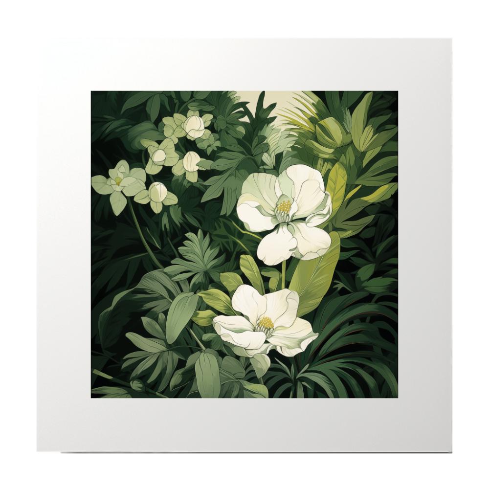 Floral Pattern Green White Floral Art Print