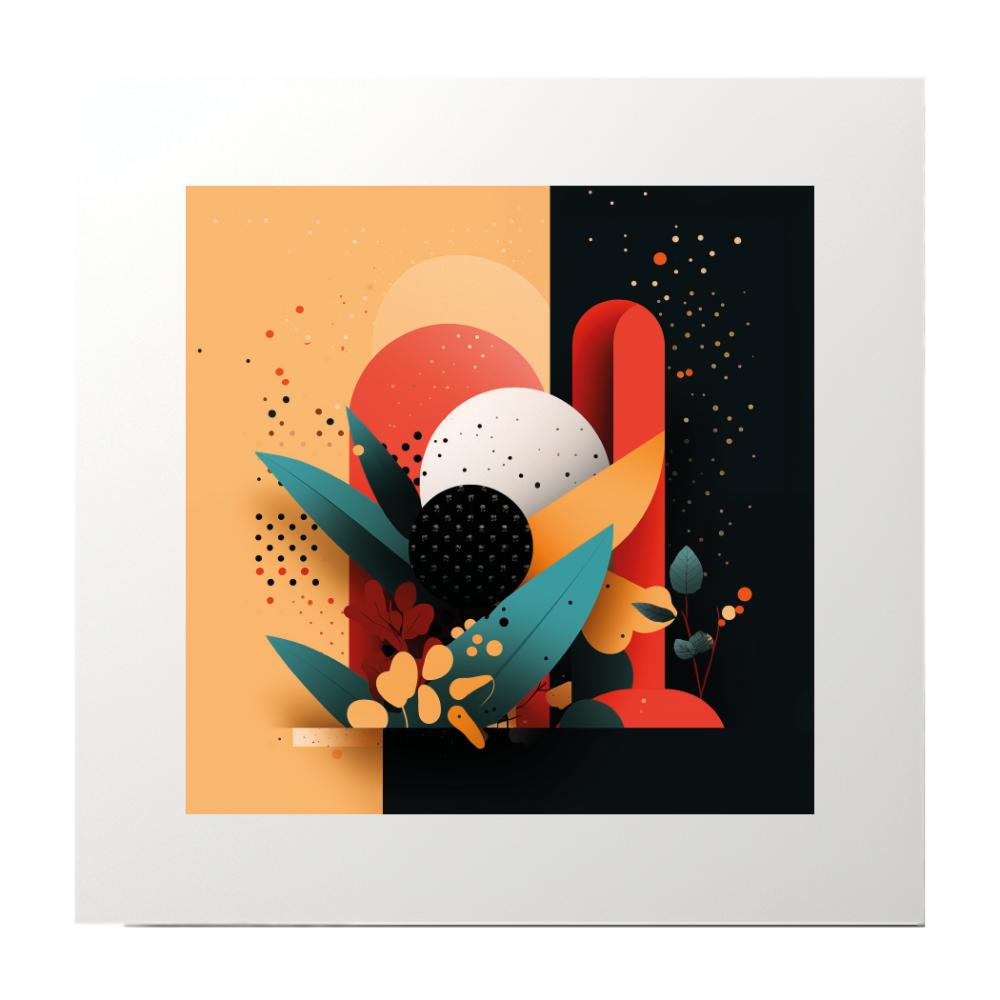 Abstract Yellow Black Circles Art Print