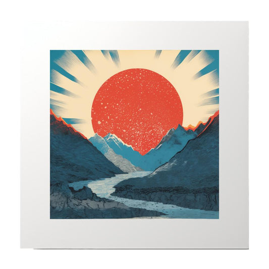 Monoprint Red Sun Art Print
