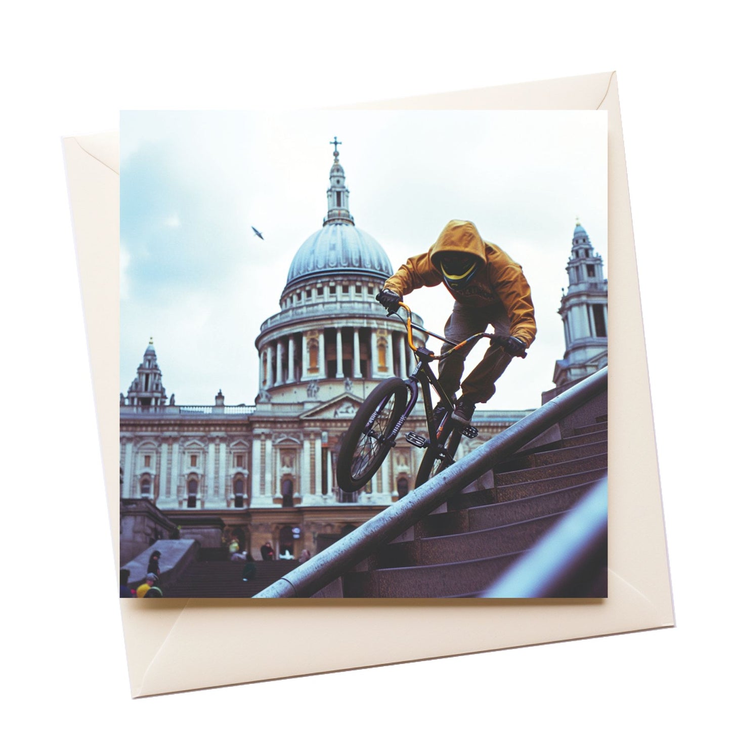 Tourist Punk BMX Yellow Jump StPauls Greeting Card