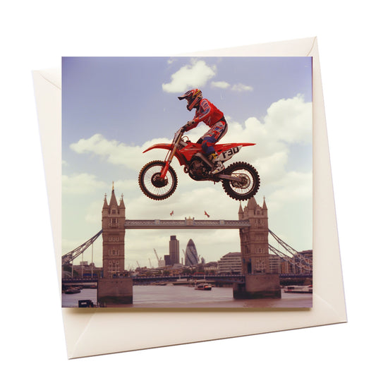 Tourist Punk Motorbike London Bridge Greeting Card