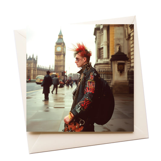 Tourist Punk Guy Big Ben Greeting Card