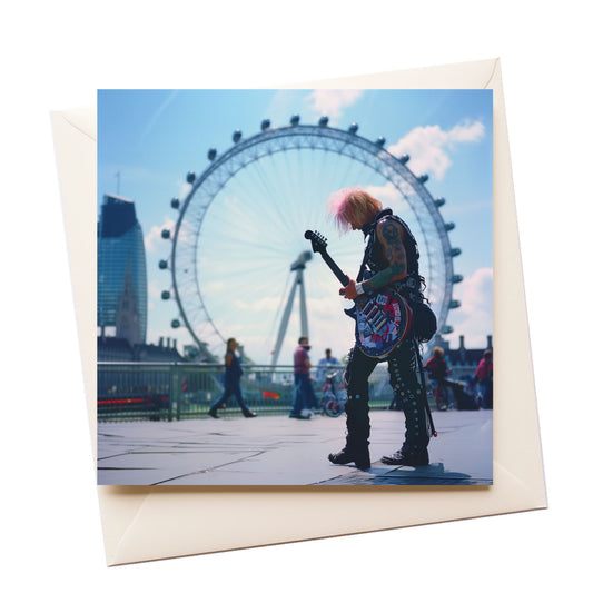 Tourist Punk Rocker London Eye Greeting Card