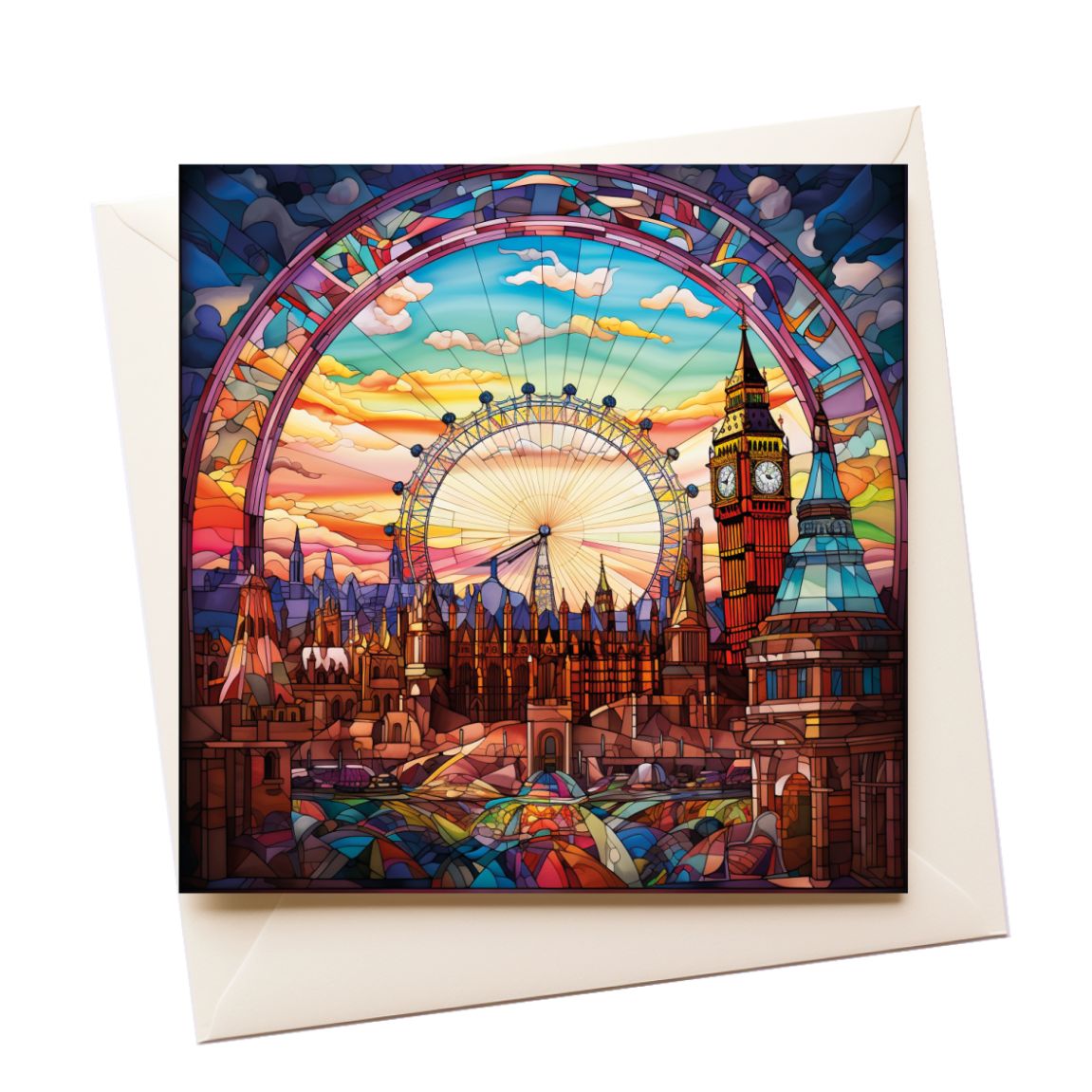 Stained Glass London Skyline Greeting Card