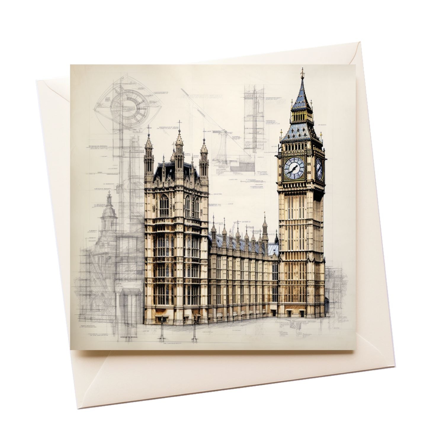Big Ben Architectural Drawing Greeting Card