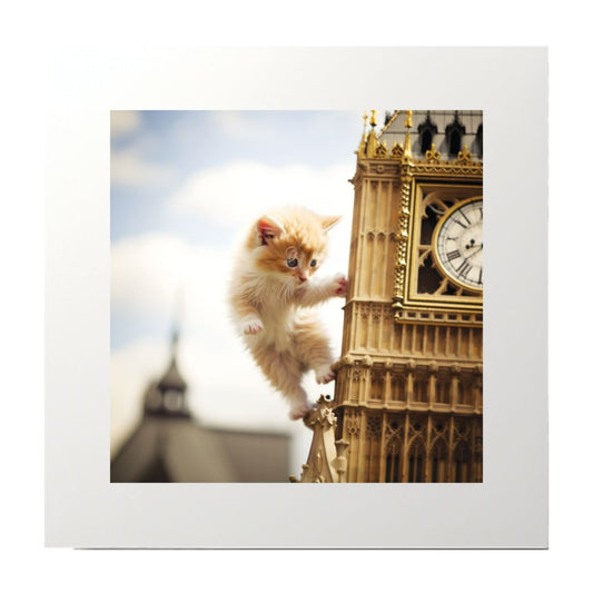 Kitty Climbs Big Ben Tourist Art Print