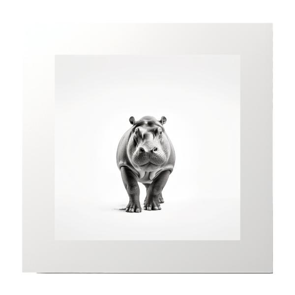 Black and White Hippo Photography Print