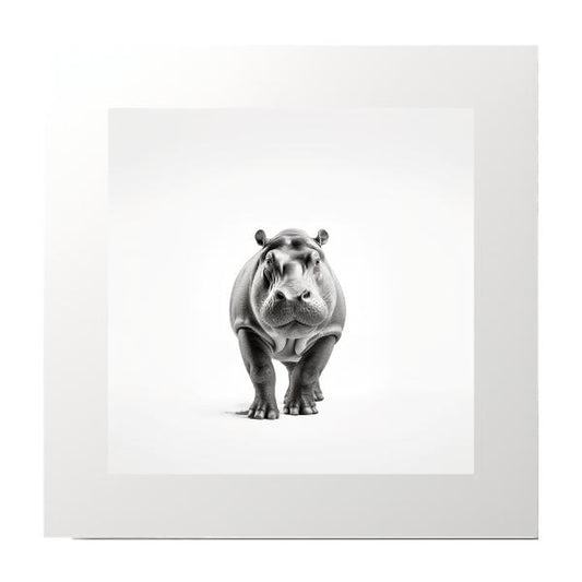 Black and White Hippo Photography Print