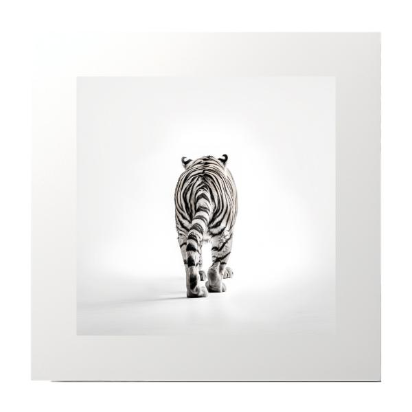 Black and White Tiger Walking Away Photography Print