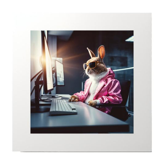 Pink Rabbit Working Photography Collage Prints