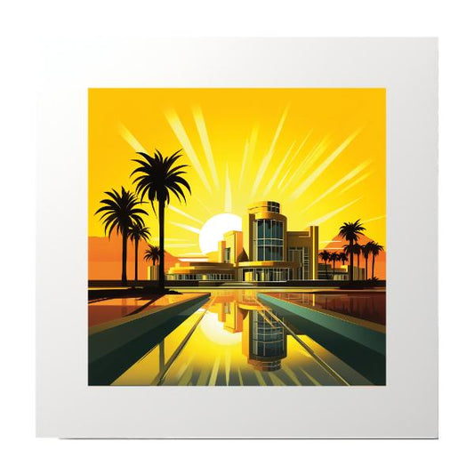 Yellow and Gold Architecture Graphic Art Print