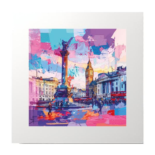 London Fine Art Painting Pink and Blue Art Print