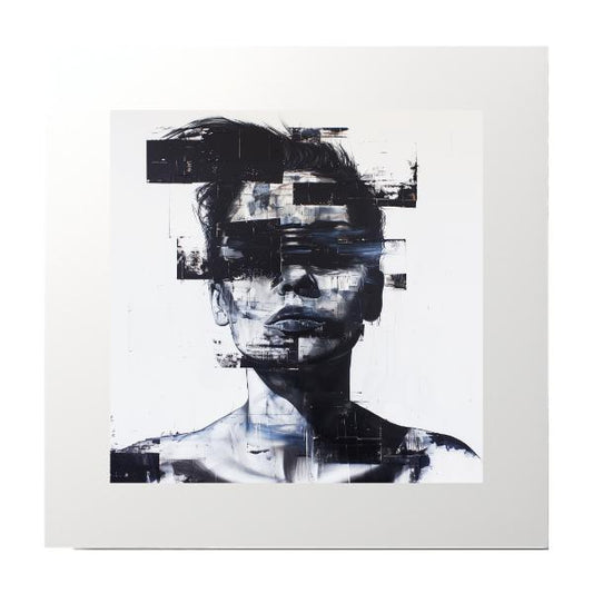 Women Abstract Black and White Painting Fine Art Print